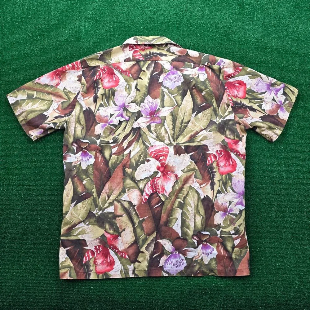 Hilo Hattie Shirt Mens Large Floral Camp Button Up Hawaiian Aloha Beach Casual‎